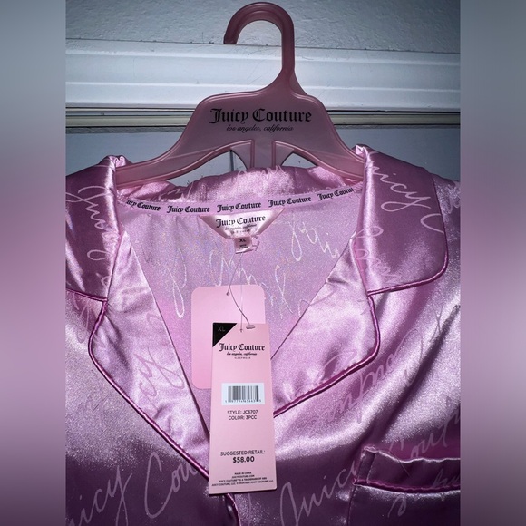 🩷NWT Juicy Couture 3 piece pink silk like pjs set size XL - Picture 2 of 5